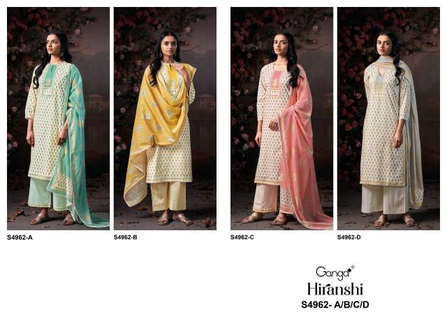 Ganga hiranshi 4962 catalogue dress material online wholesale